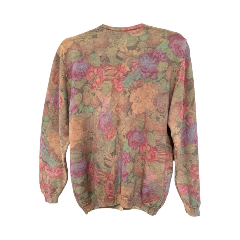 CLAUDIO FERRETTI vintage floral knit cardigan sweater size M Wool & Lana Italy - Picture 4 of 10
